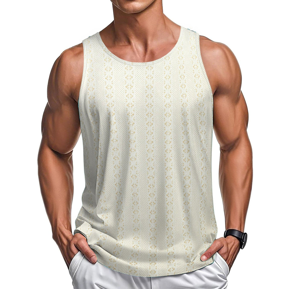 Ensfarvet tanktop i polyester til afslappet street-stil - 3