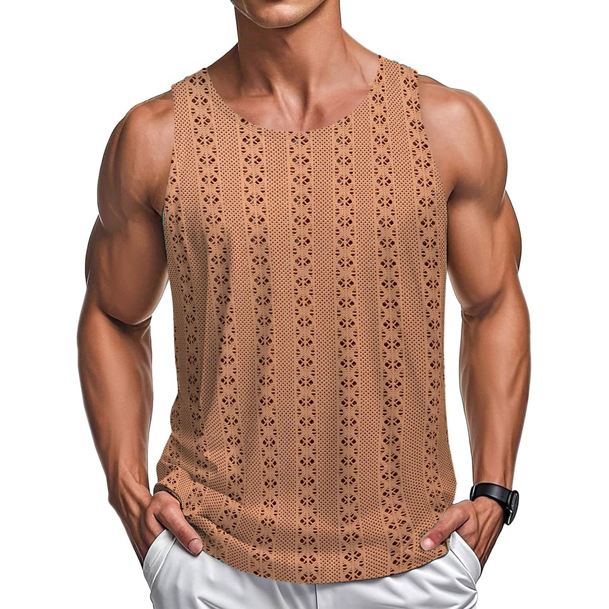 Ensfarvet tanktop i polyester til afslappet street-stil - 6