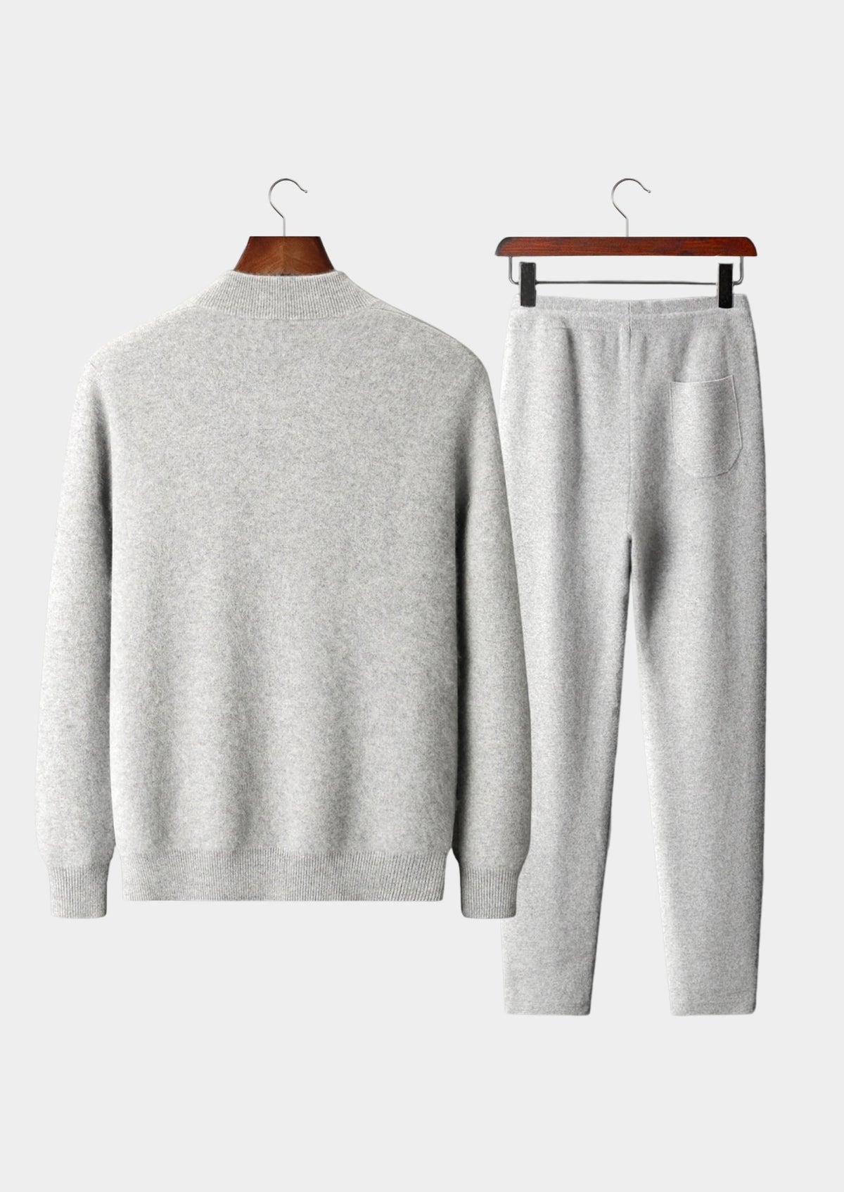 NOVOROPA Completo Denis Cardigan con Zip in Cashmere Grigio Chiaro