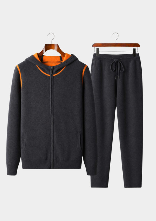 NOVOROPA Completo Milano con Cappuccio in Cashmere Grigio Scuro