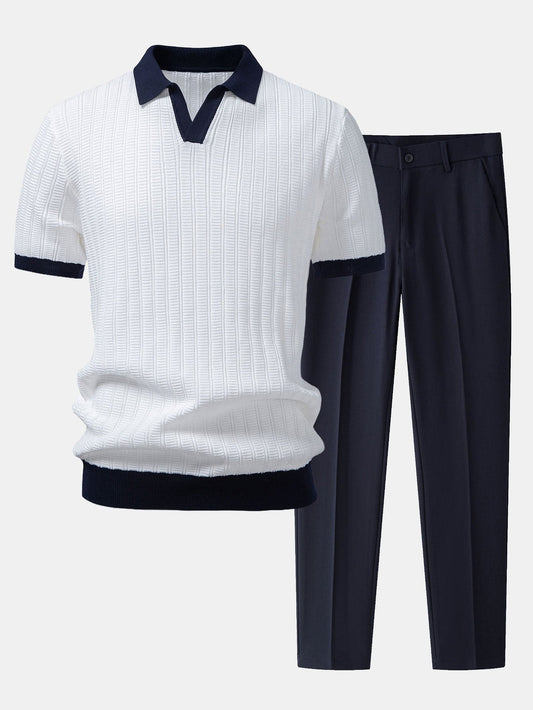 NOVOROPA Completo Como Polo Testurizzata e Pantaloni