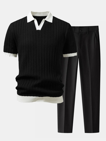 NOVOROPA Completo Como Polo Testurizzata e Pantaloni