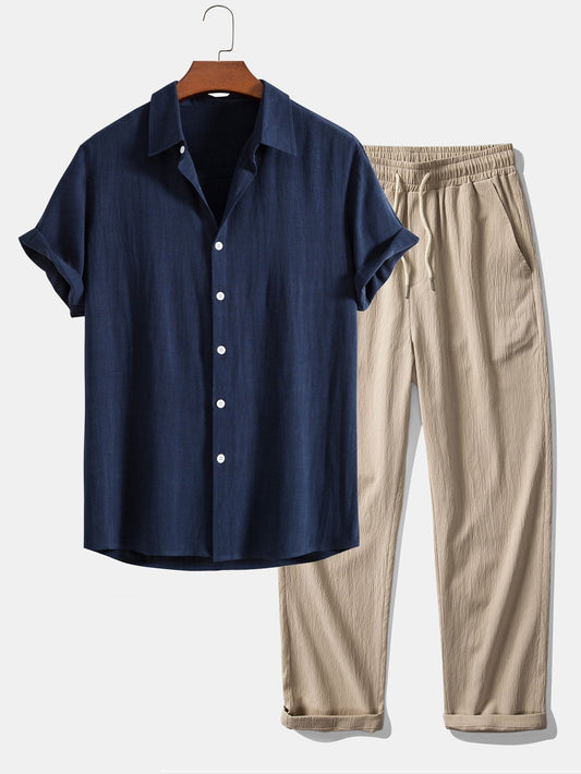 NOVOROPA Completo Mallorca Camicia e Pantaloni Testurizzati