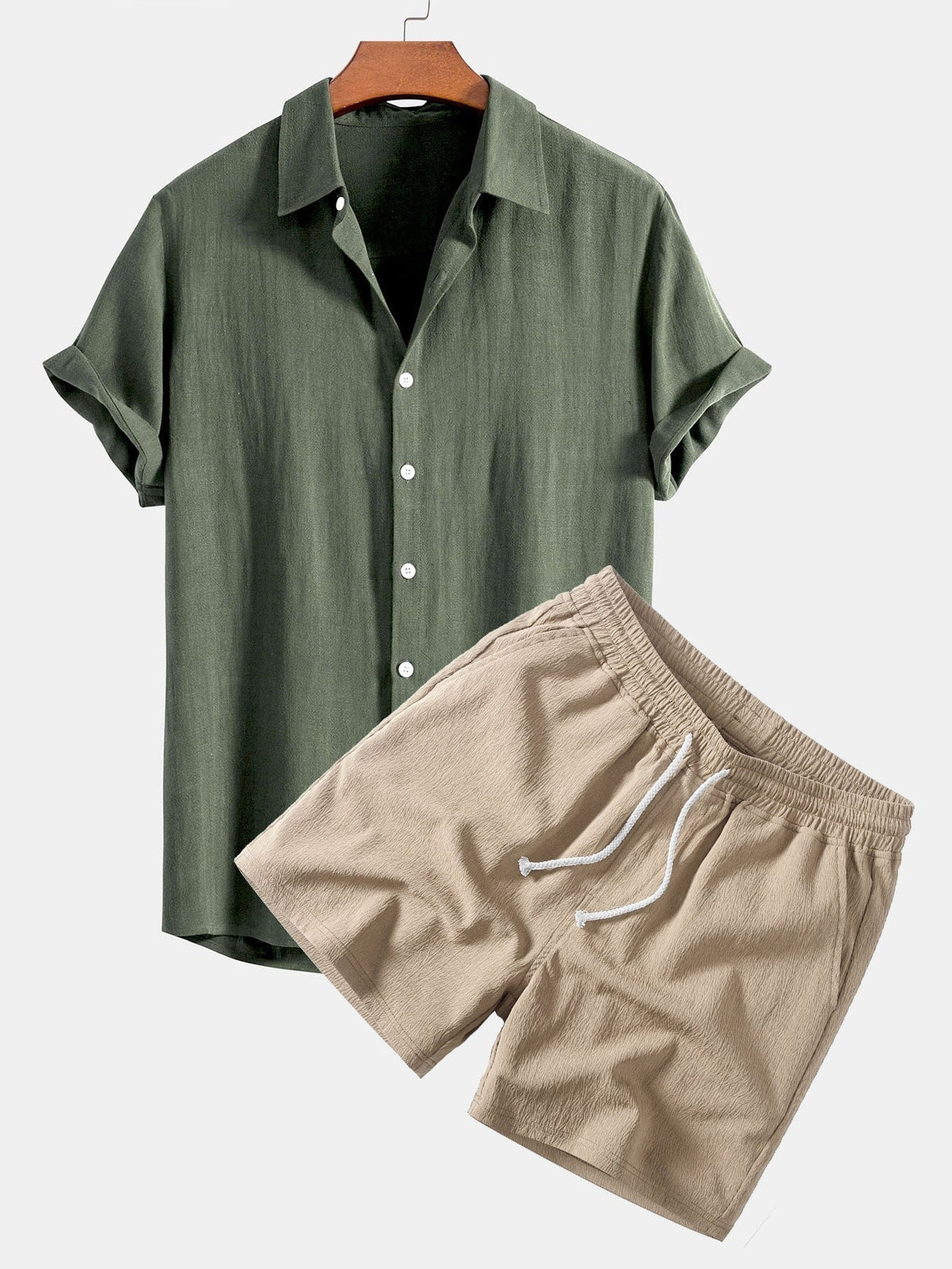 NOVOROPA Completo Miami Camicia e Shorts in Misto Lino
