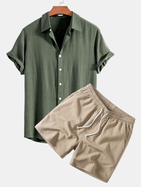 NOVOROPA Completo Miami Camicia e Shorts in Misto Lino