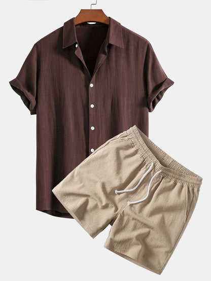 NOVOROPA Completo Miami Camicia e Shorts in Misto Lino