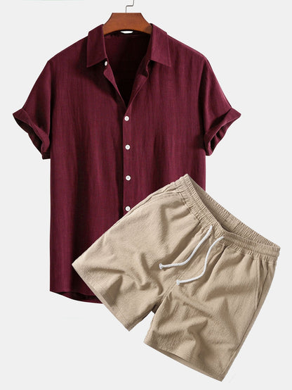NOVOROPA Completo Miami Camicia e Shorts in Misto Lino