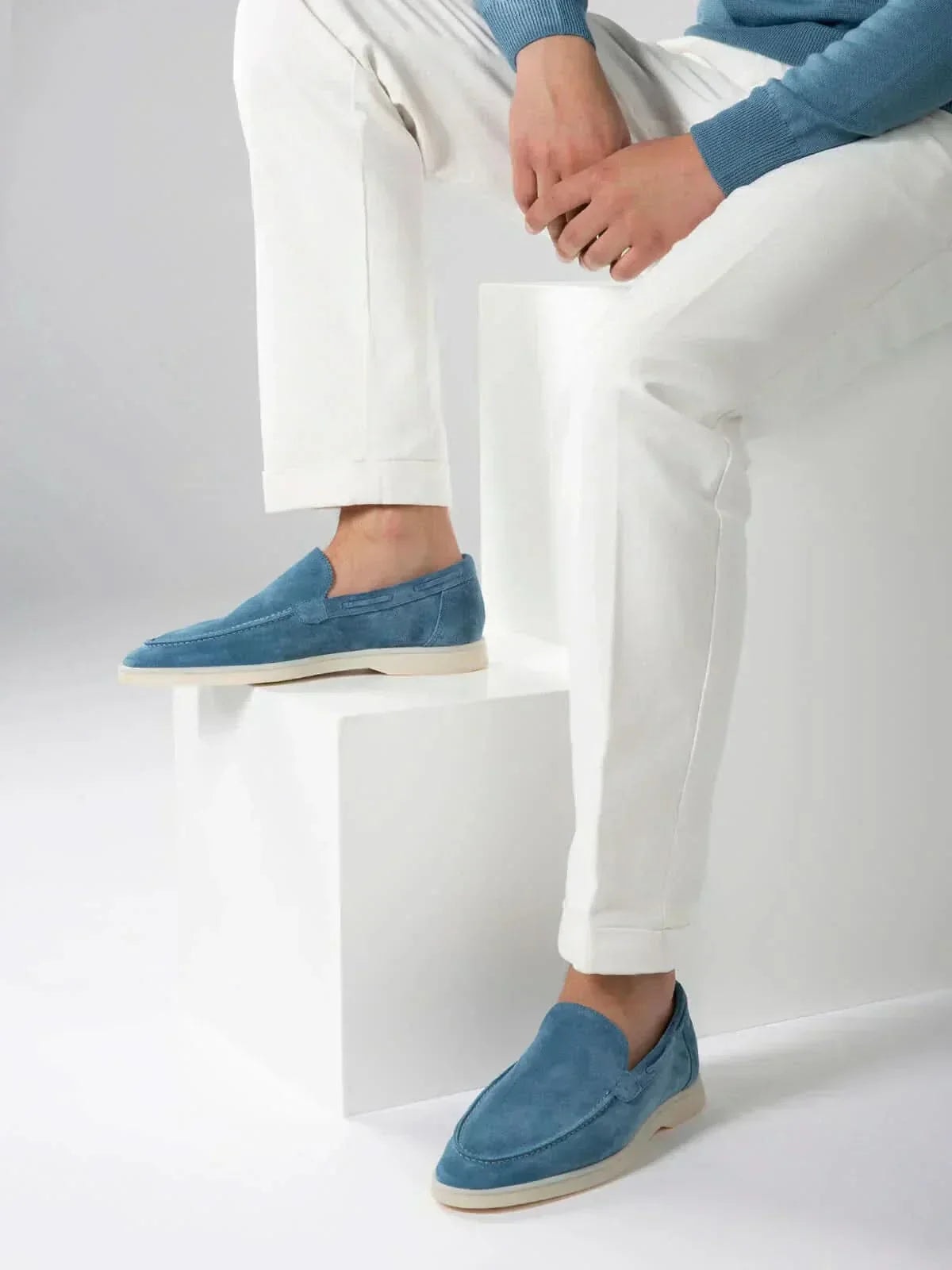 NOVOROPA Mocassino in Camoscio Sfoderato Blu Oceano