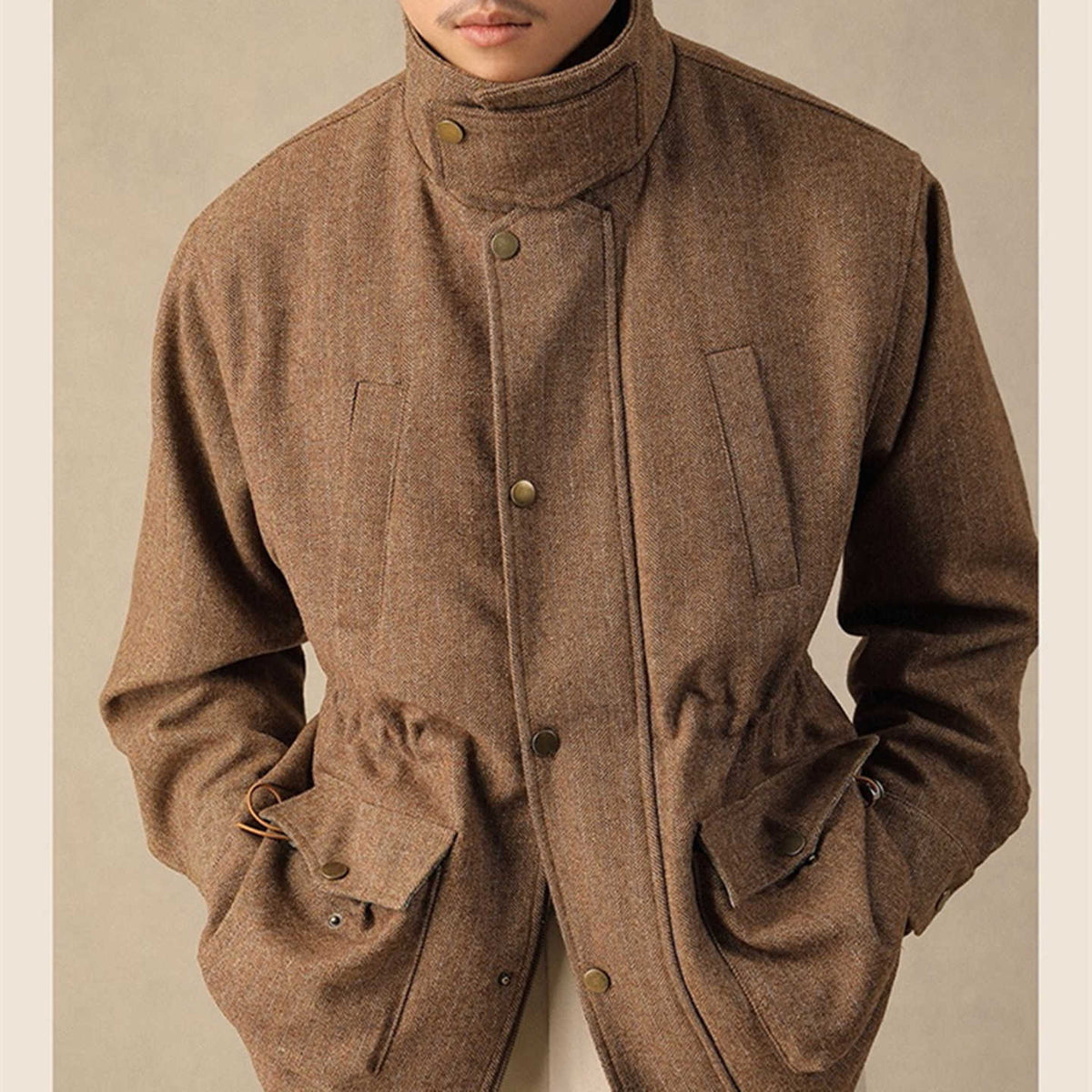 Varm lang herre uldfrakke i koreansk casual stil - 3
