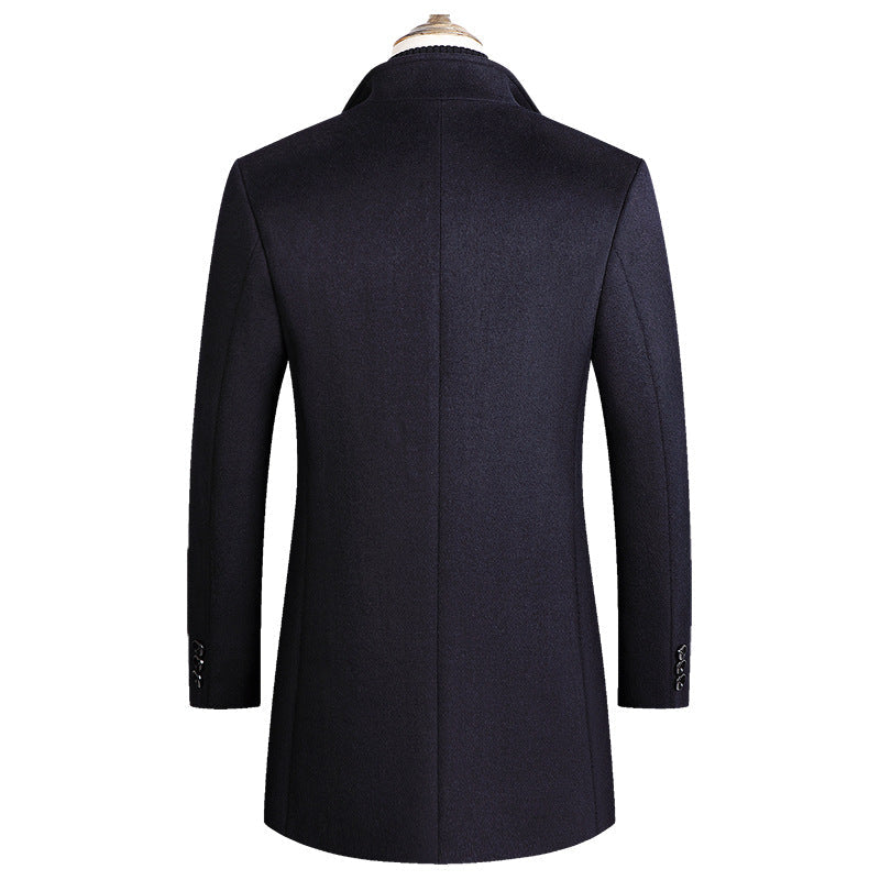 Vinterfrakke i uld med høj krave og slim fit design - 3
