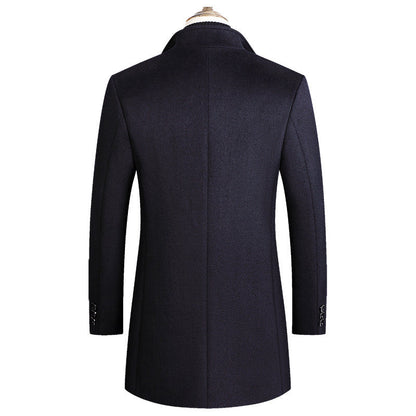 Vinterfrakke i uld med høj krave og slim fit design - 3