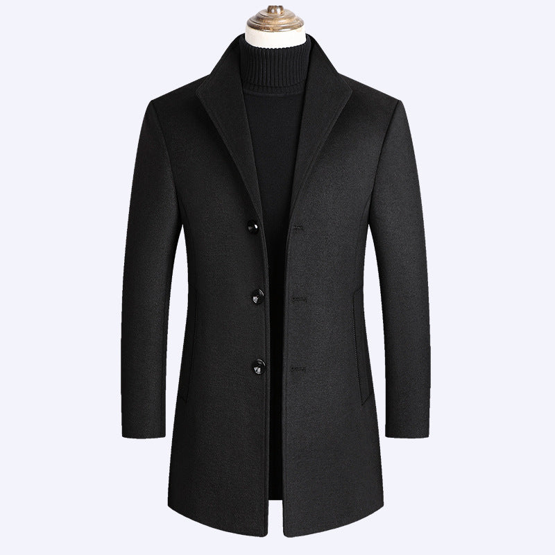 Vinterfrakke i uld med høj krave og slim fit design - 4