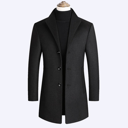 Vinterfrakke i uld med høj krave og slim fit design - 4
