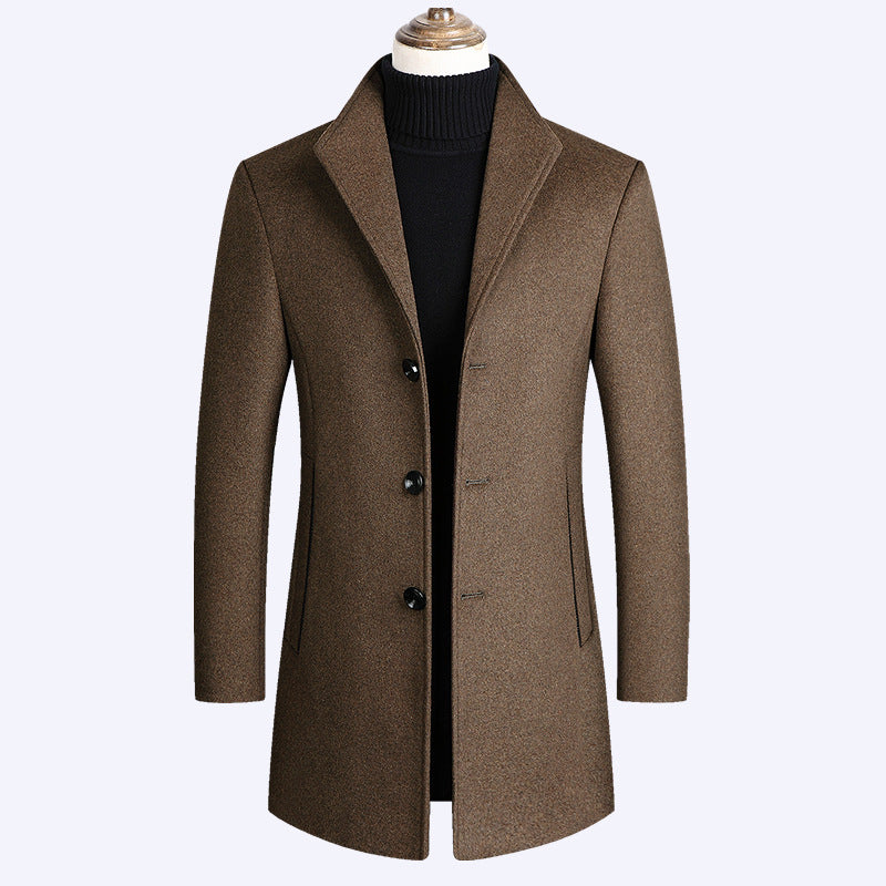 Vinterfrakke i uld med høj krave og slim fit design - 5