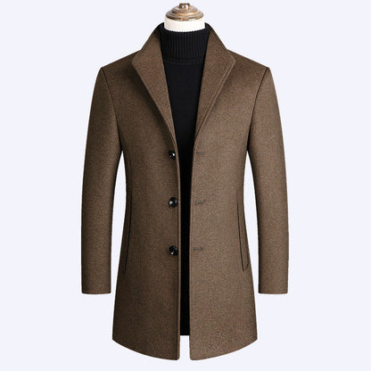 Vinterfrakke i uld med høj krave og slim fit design - 5