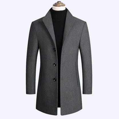 Vinterfrakke i uld med høj krave og slim fit design - 6