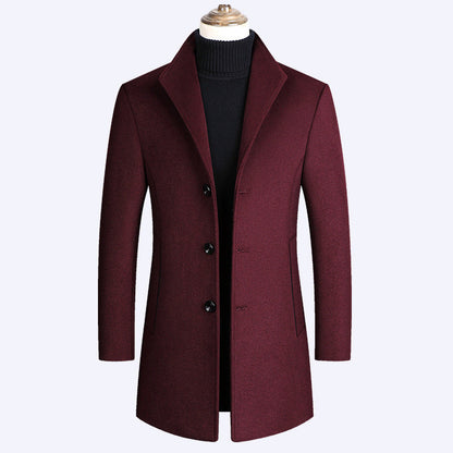 Vinterfrakke i uld med høj krave og slim fit design - 8